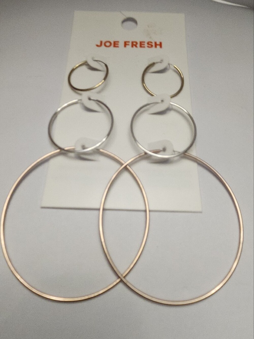 SPECIAL BUY SEE AD Joe Fresh Trio Mixed-Metal TRI COLOR Hoop Earring Set  New